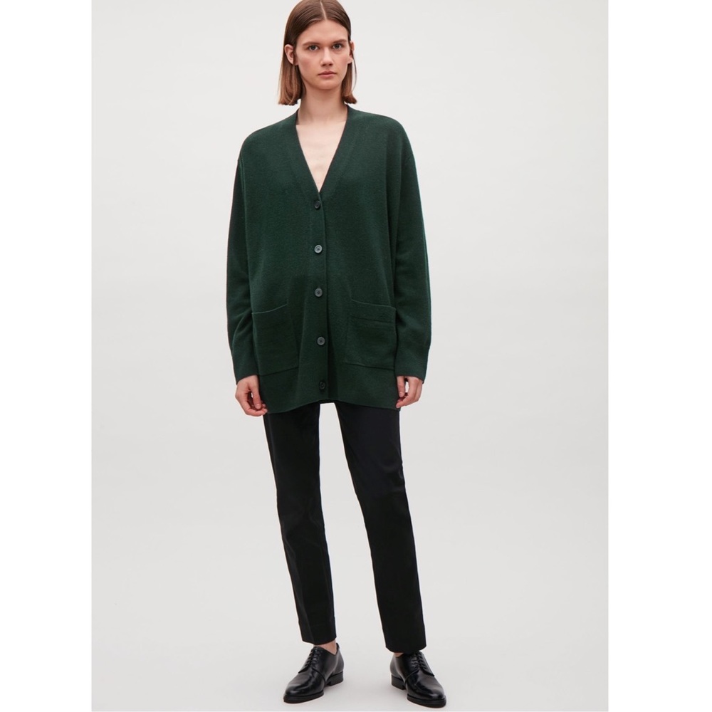 SOLD! New COS Women’s Lambswool Oversized Cardigan Green Size XS - Picture 1 of 10